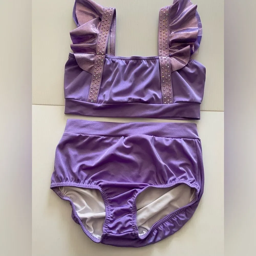 Kelle solo dance costom custume purple lavender 2 piece acro jazz 2867 MA adult